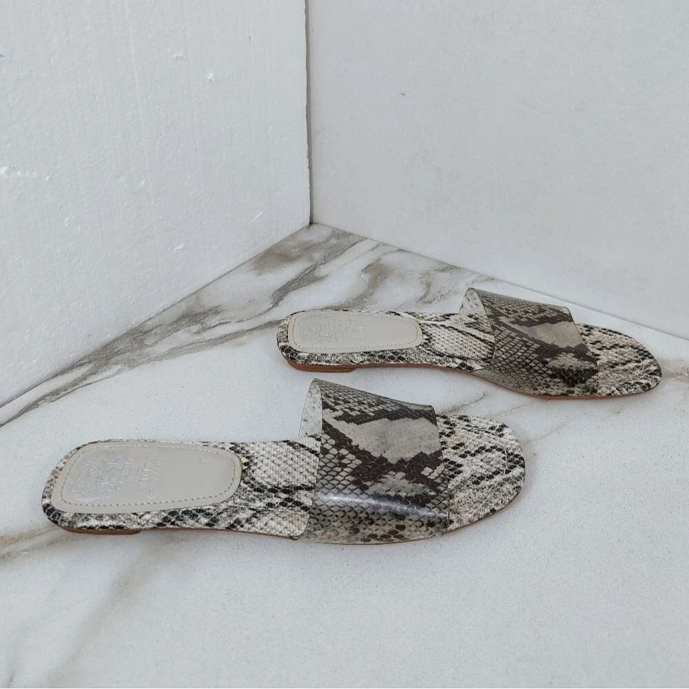 Vince Camuto Snakeskin Print Transparent Slides Sandals, Sz 8.5